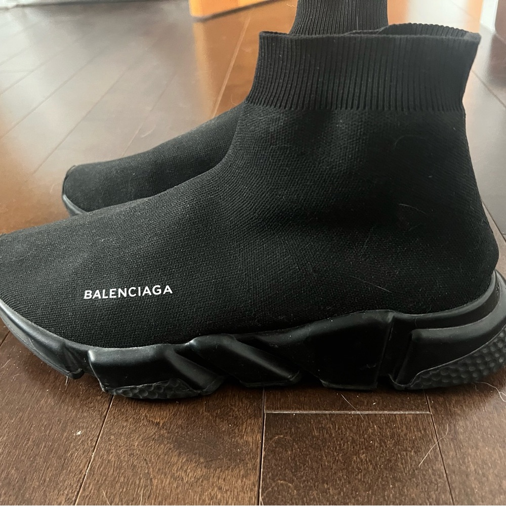 Balenciaga Men's Black Knit Sneakers